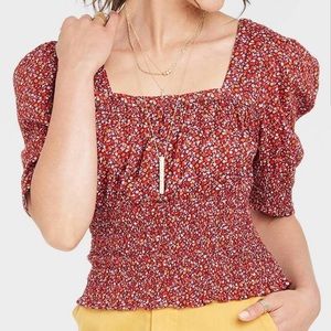 Universal Thread Ditsy Floral Puff Sleeve Top